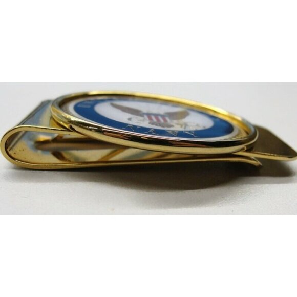Money Clip "United States Navy" Cash ID Holder Gold Tone - Picture 8 of 8